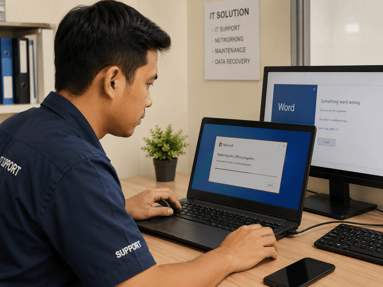 Ilustrasi proses repair Microsoft Office