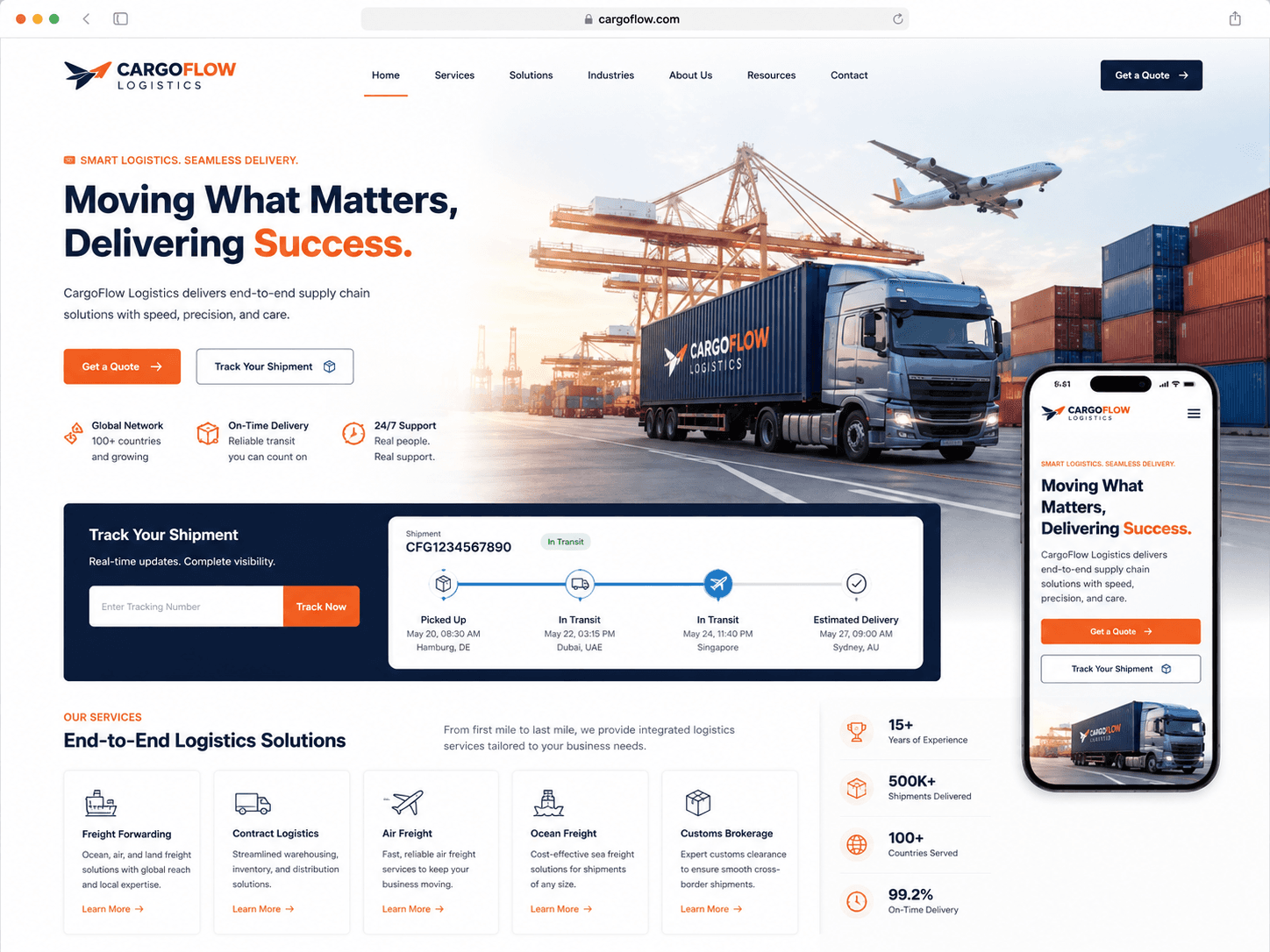 Logistics Landing Page Concept untuk contoh desain landing page
