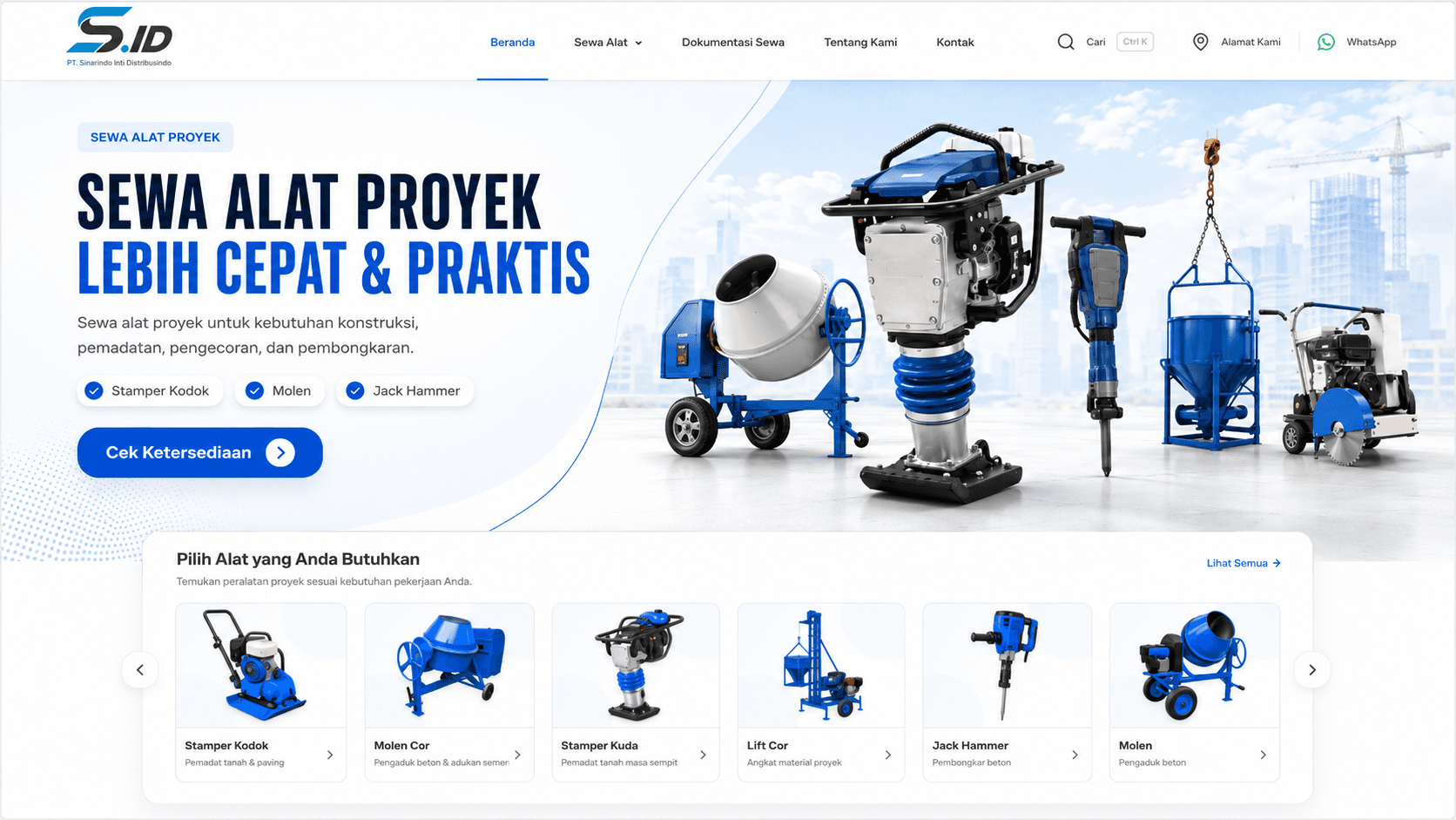 Tampilan website sewastamper.id