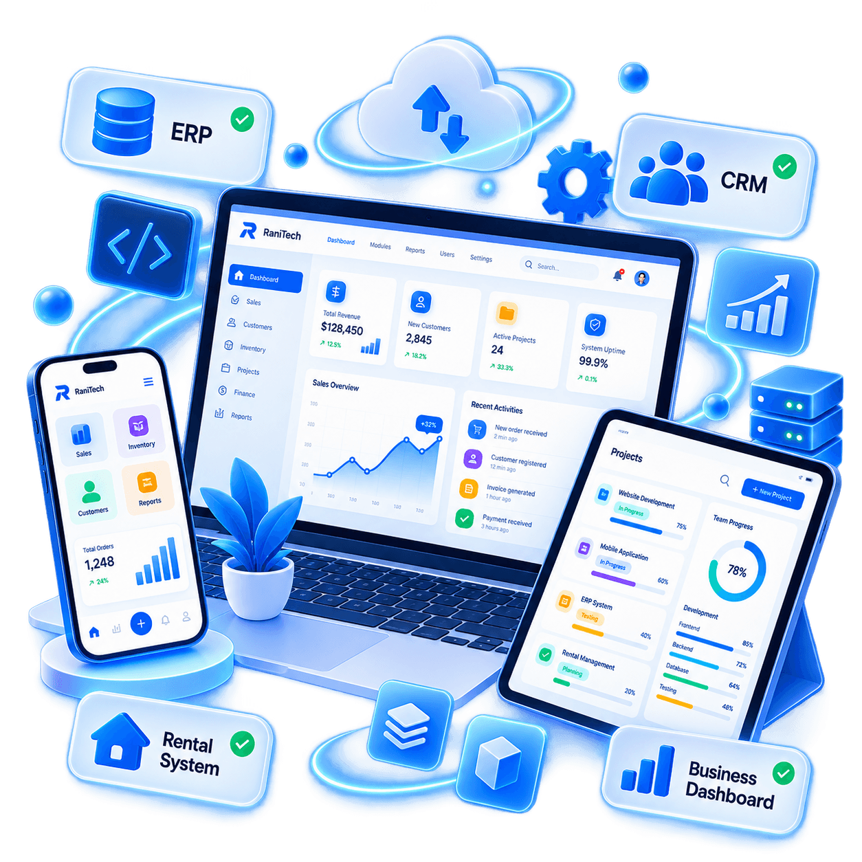 Visualisasi software dan aplikasi custom RaniTech